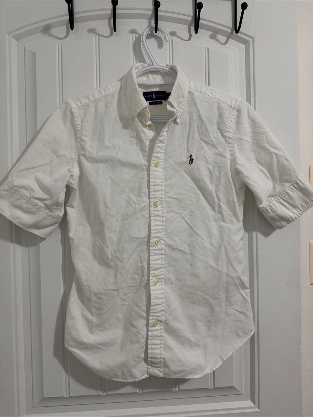 Y2K Women’s Ralph Lauren White Short-Sleeve Button-Down Oxford Shirt
